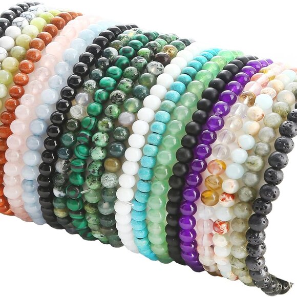 Jewelry - Gemstone Bracelets Set 20pcs | Multi-Color Pearl Beaded Stackable Jewelry